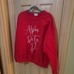 Misses Sz L Alpha Delta Phi Red Gildan Sweatshirt